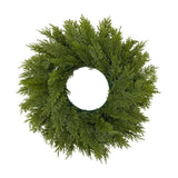 17" Real Touch Artificial Cedar Wreath, Faux Christmas Wreaths for Front Door, Faux Pine Green Wreath for Home, Holiday, Fireplace, Mantle,Wall, Windows, Xmas, Outdoor Decoration