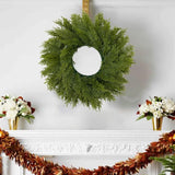 17" Real Touch Artificial Cedar Wreath, Faux Christmas Wreaths for Front Door, Faux Pine Green Wreath for Home, Holiday, Fireplace, Mantle,Wall, Windows, Xmas, Outdoor Decoration