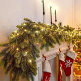 6 Ft Pre-Lit Christmas Garland, Realistic Green Norfolk Pine Garland with Lights, Battery Operated Garland for Mantle Stairs Railing Table Fireplace Xmas Decorations