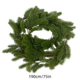 6 Ft Pre-Lit Christmas Garland, Realistic Green Norfolk Pine Garland with Lights, Battery Operated Garland for Mantle Stairs Railing Table Fireplace Xmas Decorations
