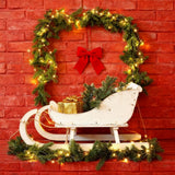 6 Ft Pre-Lit Christmas Garland, Realistic Green Norfolk Pine Garland with Lights, Battery Operated Garland for Mantle Stairs Railing Table Fireplace Xmas Decorations