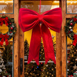 Large Christmas Bow Ornament 25x19 Inch Velvet Giant Wreath Bows Xmas Tree Topper Ribbon Hanging Bows for Xmas Holiday Home Wall Outdoor Indoor Party Garland Crafts Decoration (Red)