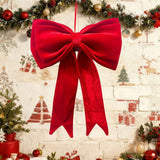 Large Christmas Bow Ornament 25x19 Inch Velvet Giant Wreath Bows Xmas Tree Topper Ribbon Hanging Bows for Xmas Holiday Home Wall Outdoor Indoor Party Garland Crafts Decoration (Red)