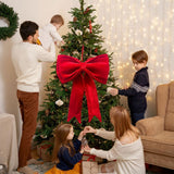Large Christmas Bow Ornament 25x19 Inch Velvet Giant Wreath Bows Xmas Tree Topper Ribbon Hanging Bows for Xmas Holiday Home Wall Outdoor Indoor Party Garland Crafts Decoration (Red)