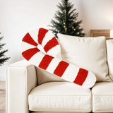 Christmas Pillows Candy Cane Throw Pillow Red White Round Decorative Pillow Christmas Decorations Soft Winter Pillow Cute Plush Pillow Cushions for Couch Sofa Bed, 14 Inch
