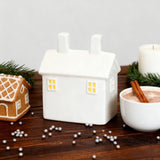 White Ceramic Christmas Village Houses, Christmas Village LED Lighted Houses, White Porcelain Village Houses, Christmas Scene Collection for Home Table Room Decor(Style 2)