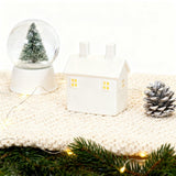 White Ceramic Christmas Village Houses, Christmas Village LED Lighted Houses, White Porcelain Village Houses, Christmas Scene Collection for Home Table Room Decor(Style 2)