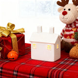 White Ceramic Christmas Village Houses, Christmas Village LED Lighted Houses, White Porcelain Village Houses, Christmas Scene Collection for Home Table Room Decor(Style 2)