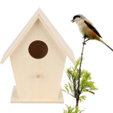 Unfinished Wooden Bird House DIY Craft Kit,Paintable Wall Hanging Bird Nest for Wrens Sparrows & Finches,Outdoor Garden Patio Decor,Beige