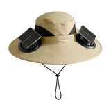 Solar Fan Hat, Hat with Fans Solar Power, Wide Brim Sun Hat, with 2 Fans, for Hiking, Fishing, Gardening