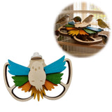 Wood Parrot Foraging Feeder, Interactive Puzzle Feeder for Small & Medium Birds, 6 Hidden Food Holes, Movable Feathers & Easy Cage Mount