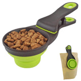 3 pcs 3 in 1 Multi-Function Dog Food Scoop with Measurements and Bag Clip Collapsible Dog Food Measuring Cup for Animals