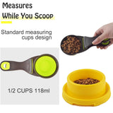 3 pcs 3 in 1 Multi-Function Dog Food Scoop with Measurements and Bag Clip Collapsible Dog Food Measuring Cup for Animals