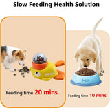 Yellow Duck Shaped Cat Treat Dispenser, Manual Push Interactive Pet Toy, Plastic Battery-Free Slow Feeder Training Toy,22*14cm,Yellow