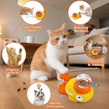 Yellow Duck Shaped Cat Treat Dispenser, Manual Push Interactive Pet Toy, Plastic Battery-Free Slow Feeder Training Toy,22*14cm,Yellow