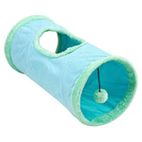 1 Pcs Suede Fabric Pet Cat Tunnel With Puffball, Cat/Dog Toy,50*25 cm,Blue