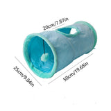1 Pcs Suede Fabric Pet Cat Tunnel With Puffball, Cat/Dog Toy,50*25 cm,Blue