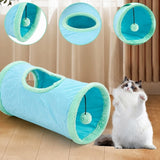 1 Pcs Suede Fabric Pet Cat Tunnel With Puffball, Cat/Dog Toy,50*25 cm,Blue