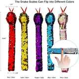 Snake Slap Bracelets, Party Favors Decoration Shiny Snap Bracelet Cute Reptile Stuffed Bands Bling Fuzzy Animal Bracelet Lover for Birthday Holiday Supplies Christmas Gift 5 Assorted Designs
