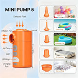 MINI Multifunctional Air Pump, All-in-One Inflation Vacuum Compression Lighting, 11kPa/430L Powerful Performance, 190g Portable Type-C Fast Charging, Camping Travel Essential.(BLUE