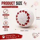 Baseball squeaky dog toy ball, 8cm 40g lightweight crochet, squeeze to squeak, durable chew, indoor & outdoor fun for all dog breeds, perfect interactive pet play.