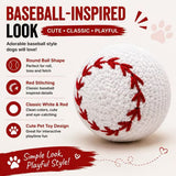 Baseball squeaky dog toy ball, 8cm 40g lightweight crochet, squeeze to squeak, durable chew, indoor & outdoor fun for all dog breeds, perfect interactive pet play.