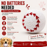 Baseball squeaky dog toy ball, 8cm 40g lightweight crochet, squeeze to squeak, durable chew, indoor & outdoor fun for all dog breeds, perfect interactive pet play.