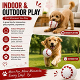 Baseball squeaky dog toy ball, 8cm 40g lightweight crochet, squeeze to squeak, durable chew, indoor & outdoor fun for all dog breeds, perfect interactive pet play.