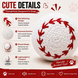 Baseball squeaky dog toy ball, 8cm 40g lightweight crochet, squeeze to squeak, durable chew, indoor & outdoor fun for all dog breeds, perfect interactive pet play.