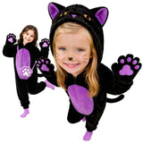 Kids' Black Cat Onesie Costume for Halloween, Role Play, and Themed Parties, S (Black)