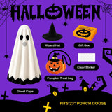 Halloween Ghost Goose Outfit Kit, Perfect for Dressing Up Porch Statues for Spooky Holiday Decor, 55*35*35 (white)