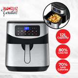 NNEDSZ Kitchen Couture 12 Litre Air Fryer Multifunctional LCD One Touch Display Silver