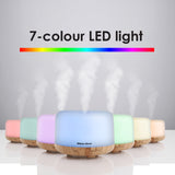 NNEDSZ Milano Decor Mood Light Diffuser 500ml Ultrasonic Humidifier With 3 Pack Oils - Light Wood