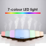 NNEDSZ Milano Decor Mood Light Diffuser 500ml Ultrasonic Humidifier With 3 Pack Oils - Dark Wood