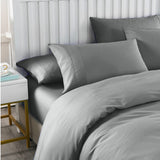 NNEDSZ Royal Comfort 2000TC 6 Piece Bamboo Sheet & Quilt Cover Set Cooling Breathable - Queen - Grey