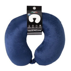 NNEDSZ Milano Decor Memory Foam Travel Neck Pillow With Clip Cushion Support Soft Blue