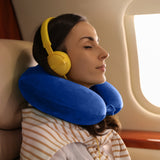 NNEDSZ Milano Decor Memory Foam Travel Neck Pillow With Clip Cushion Support Soft Blue