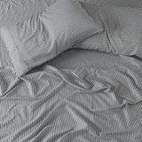 NNEDSZ Royal Comfort Stripes Linen Blend Sheet Set Bedding Luxury Breathable Ultra Soft - King - Charcoal