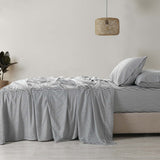NNEDSZ Royal Comfort Stripes Linen Blend Sheet Set Bedding Luxury Breathable Ultra Soft - King - Charcoal