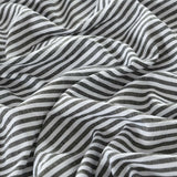 NNEDSZ Royal Comfort Stripes Linen Blend Sheet Set Bedding Luxury Breathable Ultra Soft - King - Charcoal