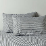 NNEDSZ Royal Comfort Stripes Linen Blend Sheet Set Bedding Luxury Breathable Ultra Soft - King - Charcoal