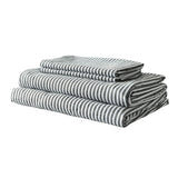 NNEDSZ Royal Comfort Stripes Linen Blend Sheet Set Bedding Luxury Breathable Ultra Soft - King - Charcoal