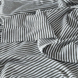 NNEDSZ Royal Comfort Stripes Linen Blend Sheet Set Bedding Luxury Breathable Ultra Soft - King - Charcoal