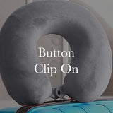 NNEDSZ Milano Decor Memory Foam Travel Neck Pillow With Clip Cushion Support Soft Grey