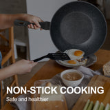 NNEDSZ Stone Chef Forged Wok Non Stick Cookware Kitchen Black 28cm
