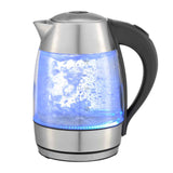NNEDSZ Kitchen Couture Cool Touch Slimline Stainless Steel Blue LED Glass Kettle 1.7L