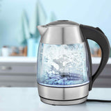 NNEDSZ Kitchen Couture Cool Touch Slimline Stainless Steel Blue LED Glass Kettle 1.7L