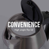 NNEDSZ Kitchen Couture Cool Touch Slimline Stainless Steel Blue LED Glass Kettle 1.7L