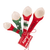 NNEDSZ Bread and Butter Gnome Measuring Spoons - 4 Pack - Green/ Red/ White