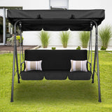 NNEDSZ Milano Outdoor Swing Bench Seat Chair Canopy Furniture 3 Seater Garden Hammock - Black